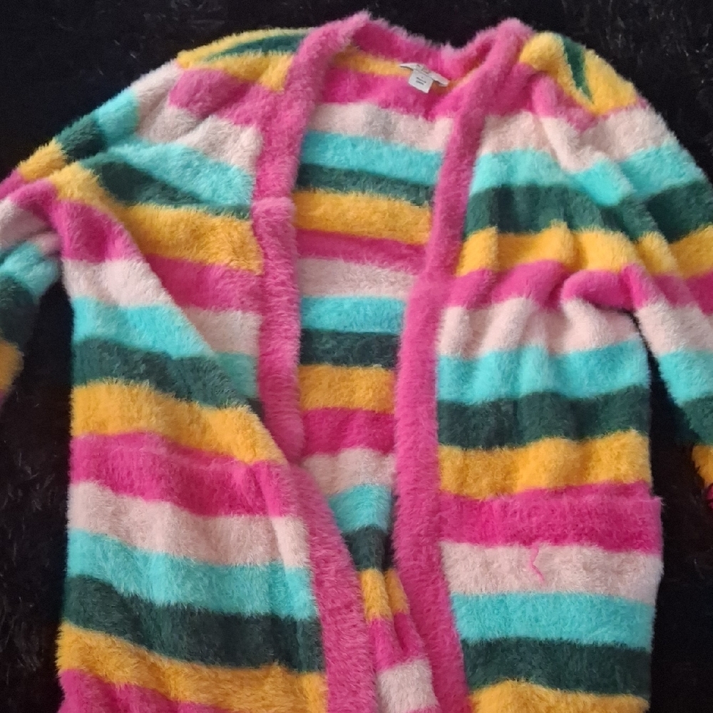 Colorful Striped Fuzzy Cardigan